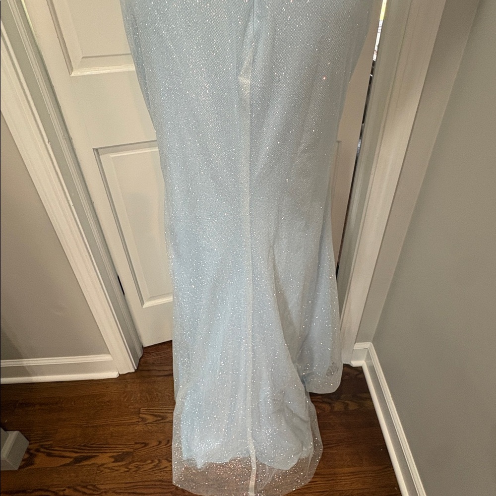 Abby Paris sz 10 light blue sequin spaghetti strap prom formal dress NWT - Picture 8 of 11